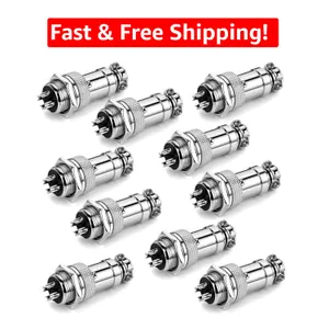 Versatile 10PCS 4-Core Aviation Plug Connector - 16mm Panel Mount, Silver